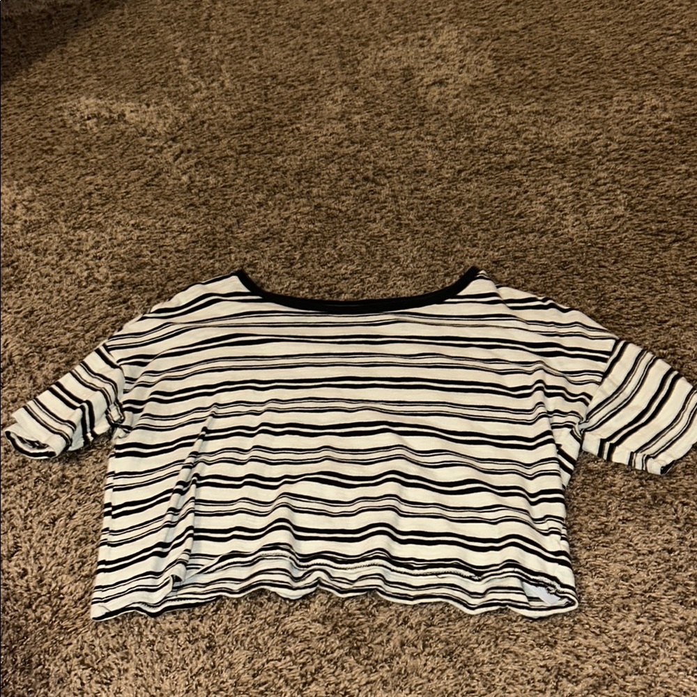 American Eagle Outfitters Black and White Striped Top